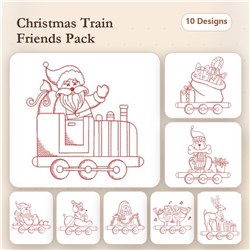 Redwork Christmas Train