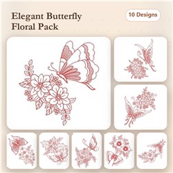 Redwork Dancing Butterfly