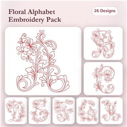 Redwork Flower Alphabets