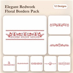 Redwork Flower Borders
