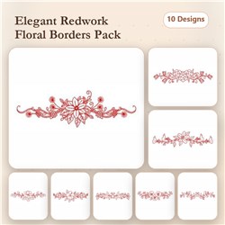 Redwork Flower Borders