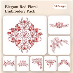 Redwork Flower Elegance 3