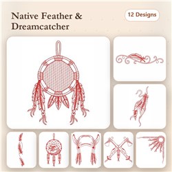 Redwork Indian Feather