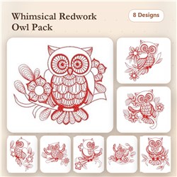 Redwork Owls
