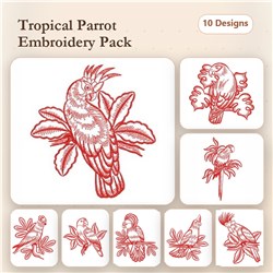 Redwork Parrots 2