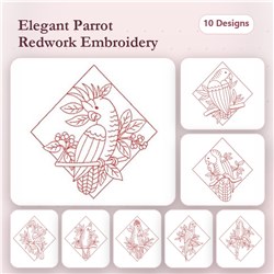 Redwork Parrots 2