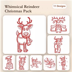 Redwork Reindeer