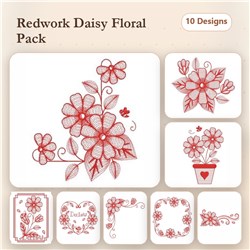 Redwork Rippled Daisy
