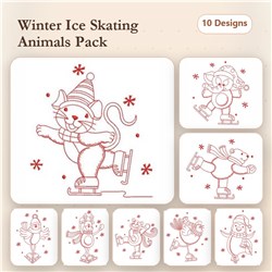Redwork Skating Animals