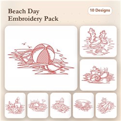 Redwork Summer Beach