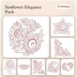 Redwork Sunflowers