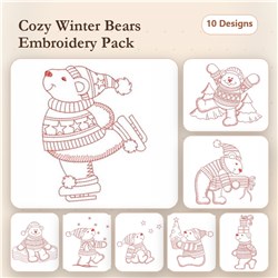 Redwork Winter Bears
