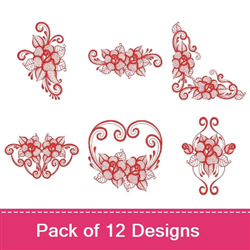 Heart Embroidery Pattern - Roses Embroidery PDF Pattern - Pink Red  Embroidery Design — Sherwood Forest Creations