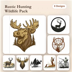 Deer & Hunter Embroidery Bundle – Outdoor Scenes (8 Designs)