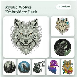 Wolf Embroidery Bundle – Majestic Wolf Designs (12 Designs)