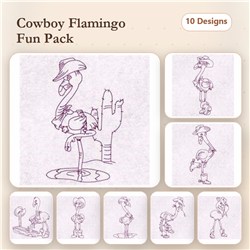 Flamingo Cowboys Redwork