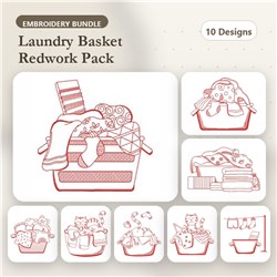 Laundry Basket Redwork