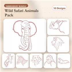 Redwork African Animals