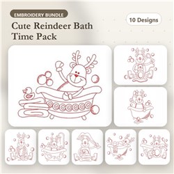 Redwork Bathtime Reindeer