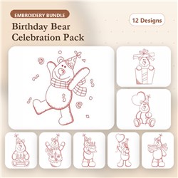 Redwork Birthday Bear