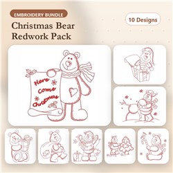 Redwork Christmas Bear