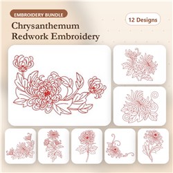 Redwork Chrysanthemum