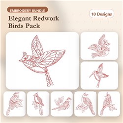 Redwork Doodle Bird