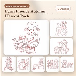 Redwork Farm Animals