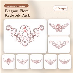 Redwork Flower Borders