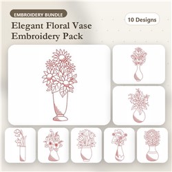 Redwork Flower Vases