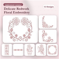 Redwork Flowers