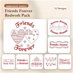 Redwork Friends For Ever