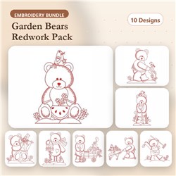 Redwork Garden Bear