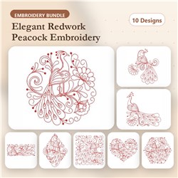 Redwork Heirloom Peacock