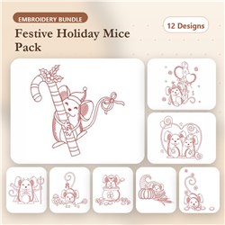 Redwork Holiday Mouse