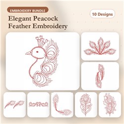 Redwork Peacock Feather