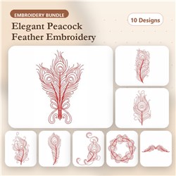 Redwork Peacock Feather
