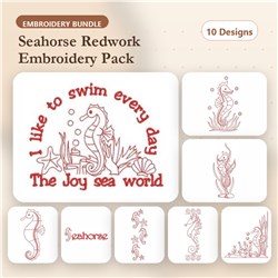 Redwork Seahorses