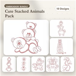 Redwork Stacked Animals