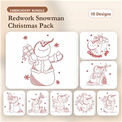 Redwork Winter Snowman