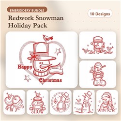 Redwork Winter Snowman