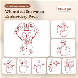 Snowmen Redwork 