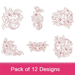 Redwork Lily Embroidery Design | EmbroideryDesigns.com