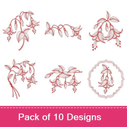 Redwork Fuchsia Embroidery design pack by Wind Bell Embroidery ...