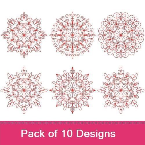 Redwork Elegant Redwork Mandalas Embroidery Designs Bundle – Intricate Mandala Design 1, Intricate Mandala Design 2 & More (10 Designs)