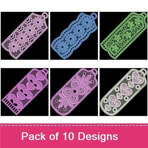 FSL Lace Bookmark Embroidery Designs Bundle – Floral, Ornate, Elegant, Arch & More (10 Designs)