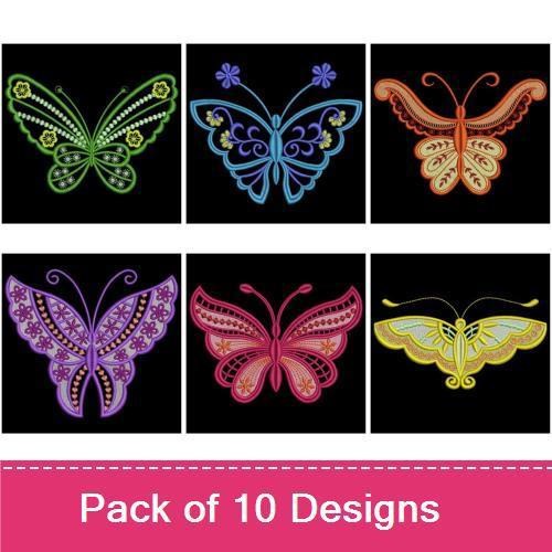 Elegant Butterflies Embroidery Designs Bundle – Intricate Butterfly, Vibrant Butterfly, Ornate Butterfly & More (10 Designs)