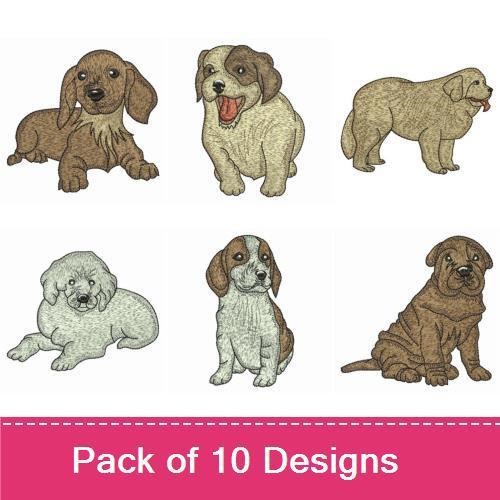 Cute Puppy Embroidery Bundle – Adorable Dog Breeds (10 Designs)