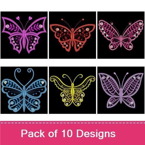 Butterfly Embroidery Designs Bundle – Elegant Butterfly Design 1, Elegant Butterfly Design 2, & More (10 Designs)
