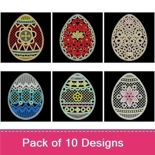 FSL Easter Egg Embroidery Bundle – Floral, Geometric, Swirls, Zigzag & More (10 Designs)
